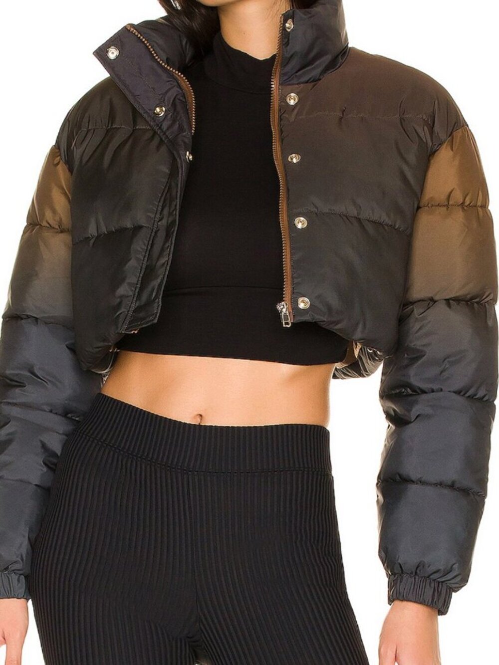 Nubyen Super Cropped Puffer Jacket Ombre Brown